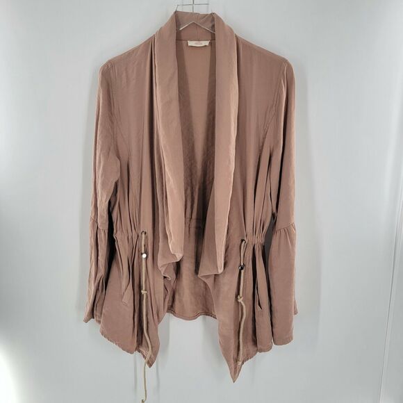 Hummingbird Jacket Women's Size Small Open Front Mauve Shawl Collar Cinch Waist - Picture 1 of 9